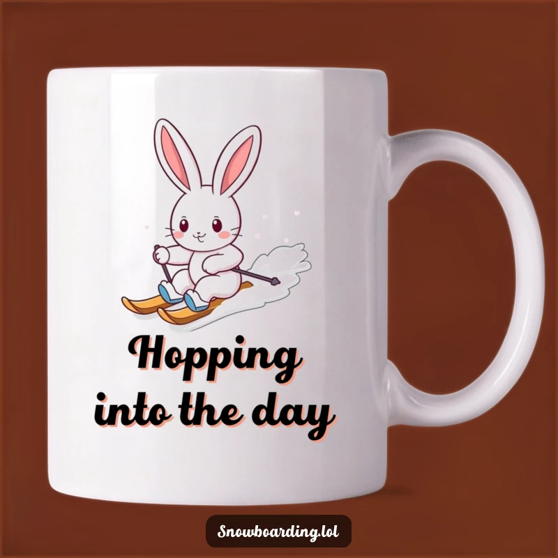 Funny Bunny Snowboarding Mug: Cheerful Carves, Perfect Gift for Ski Lovers