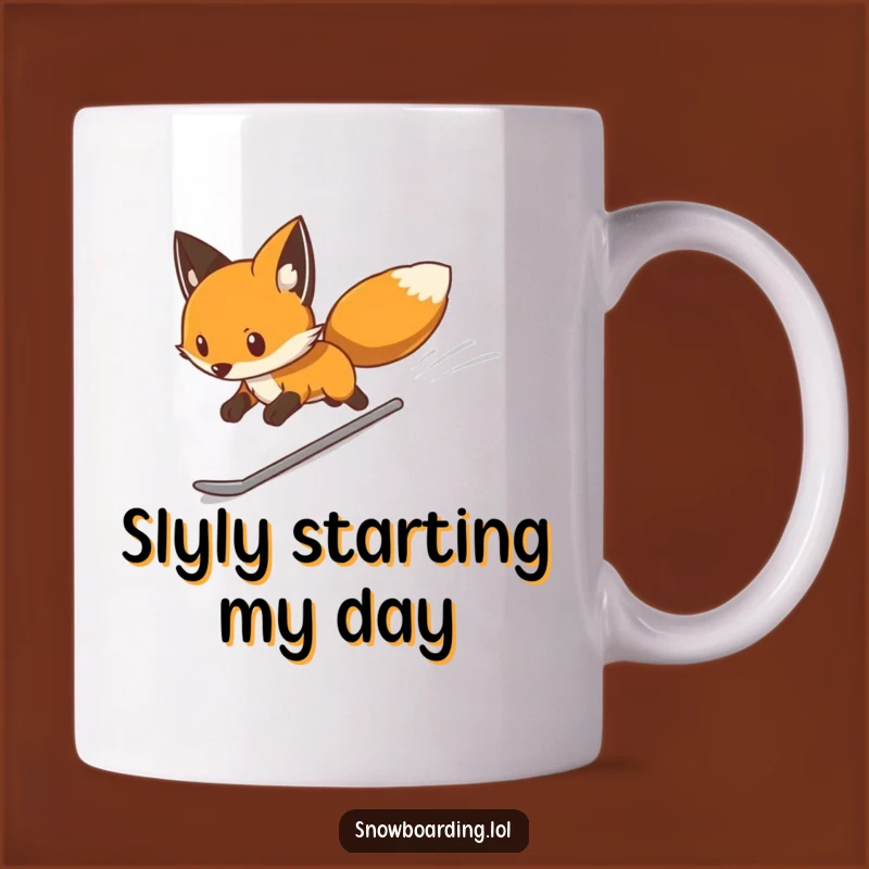 Funny Determined Fox Snowboard Mug: Sleek & Hilarious Gift for Skillful Riders!