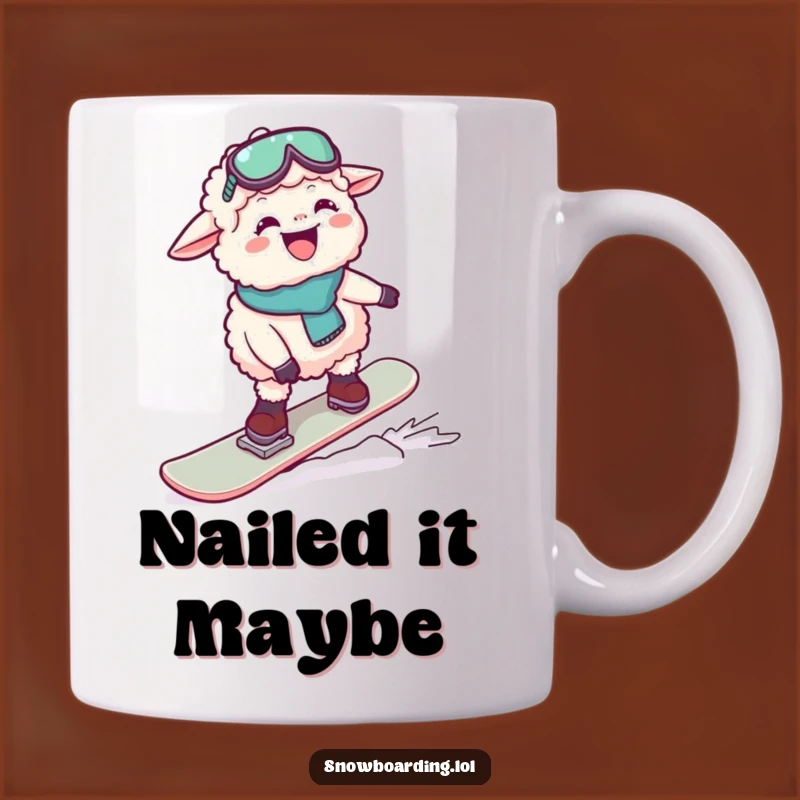 Funny Giggling Sheep Snowboarder Mug: A Hilarious Gift for Ski and Snowboard Lovers