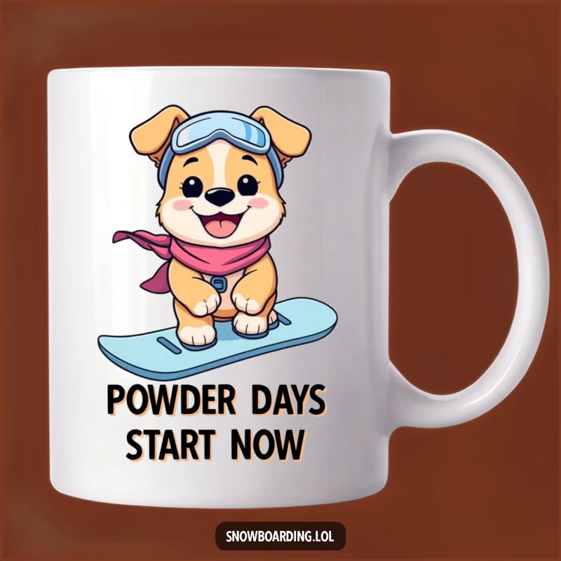 Funny Puppy Snowboarder Mug: A Grinning Dog Shredding Powder, Perfect Funny Gift!