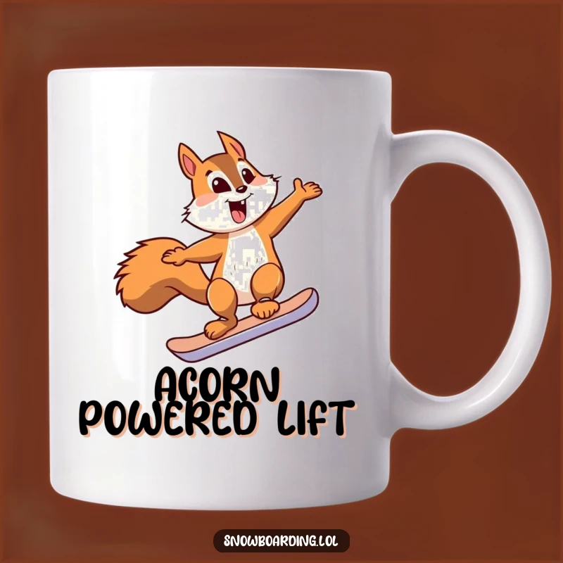 Funny Squirrel Snowboard Jump Mug - Hilarious Winter Sports Gift for Nutty Fans