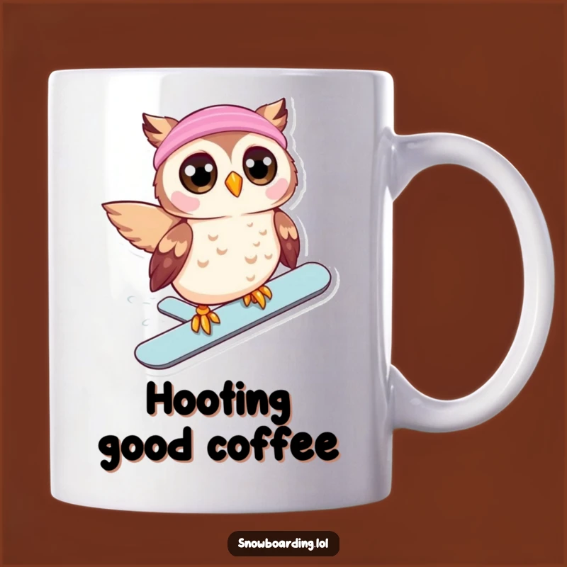 Funny Owl Snowboard Mug: Beaming Rider Design, Perfect Funny Gift for Thrill-Seekers!