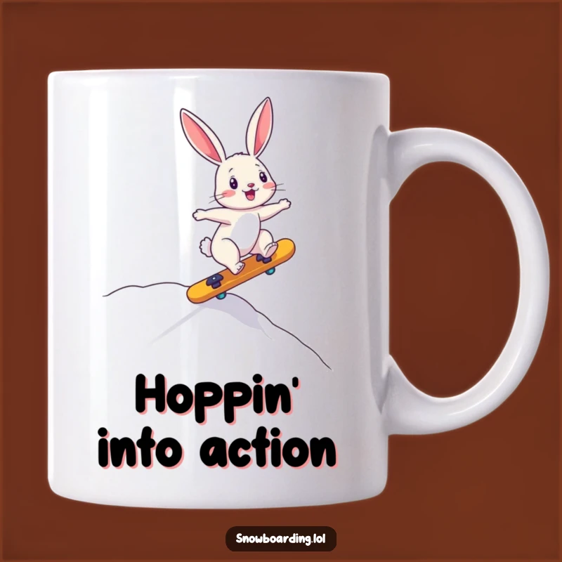 Funny Bunny Downhill Mug: Adorable Bunny's Hilarious Boarding Adventure