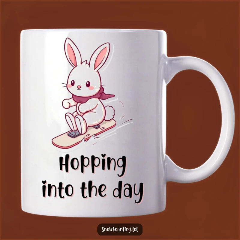 Funny Playful Bunny Snowboard Mug: Adorable & Hilarious Gift for Bunny Lovers!