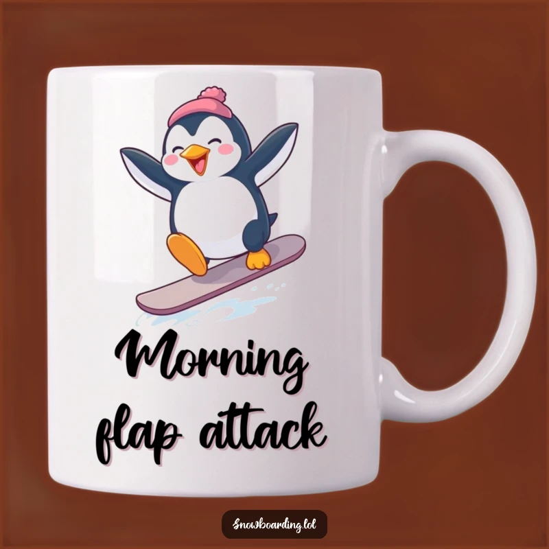 Funny Penguin Snowboarder Mug: Hilarious Birdie Wipeout Gift for Snow Lovers
