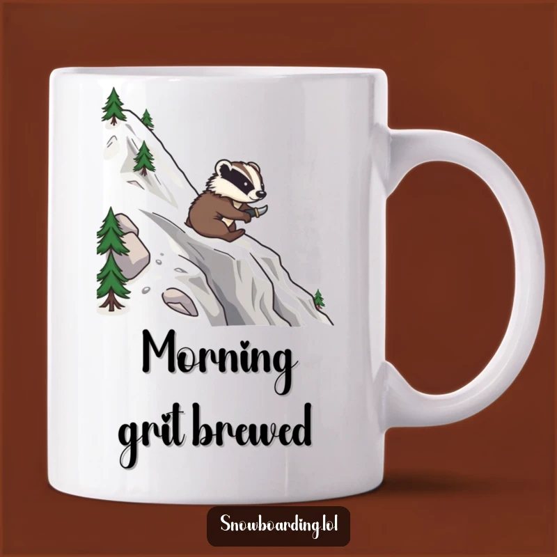 Funny Brave Badger Snowboard Mug: Shredding the Slopes with Style