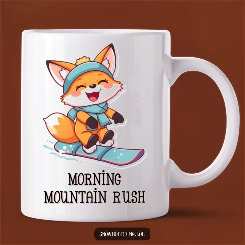 Funny Snowboard Fox Mug: Catch Air with this Joyful Action Sports Gift