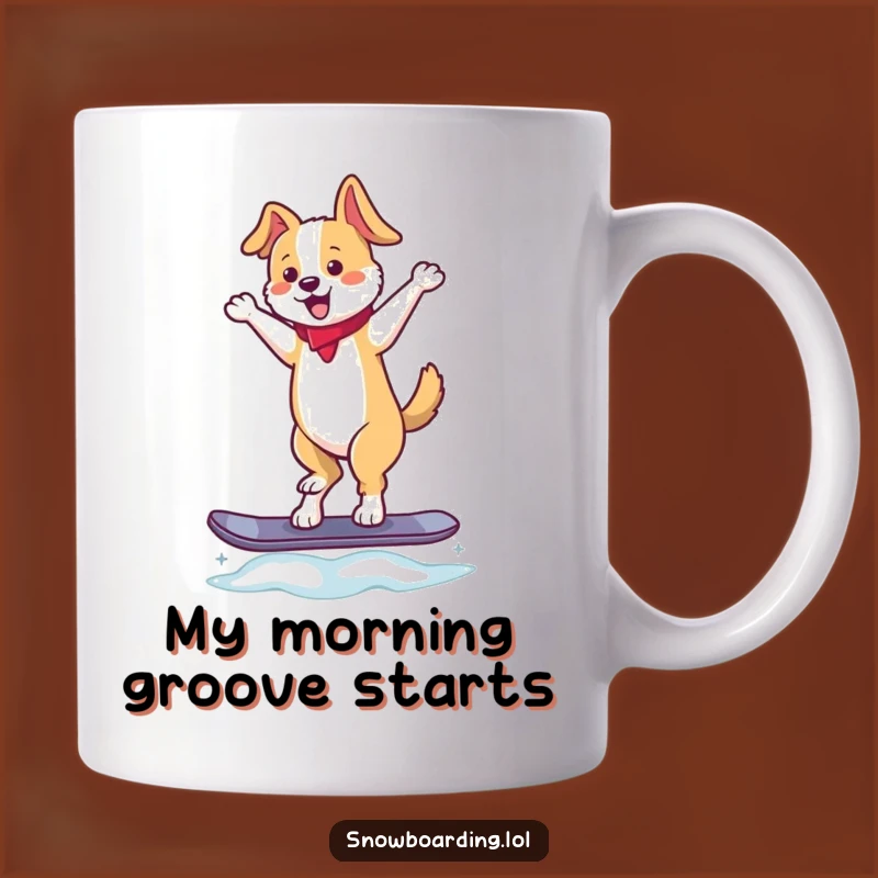 Funny Dancing Dog Snowboarder Mug: The Perfect Hilarious Gift for Dog Lovers!