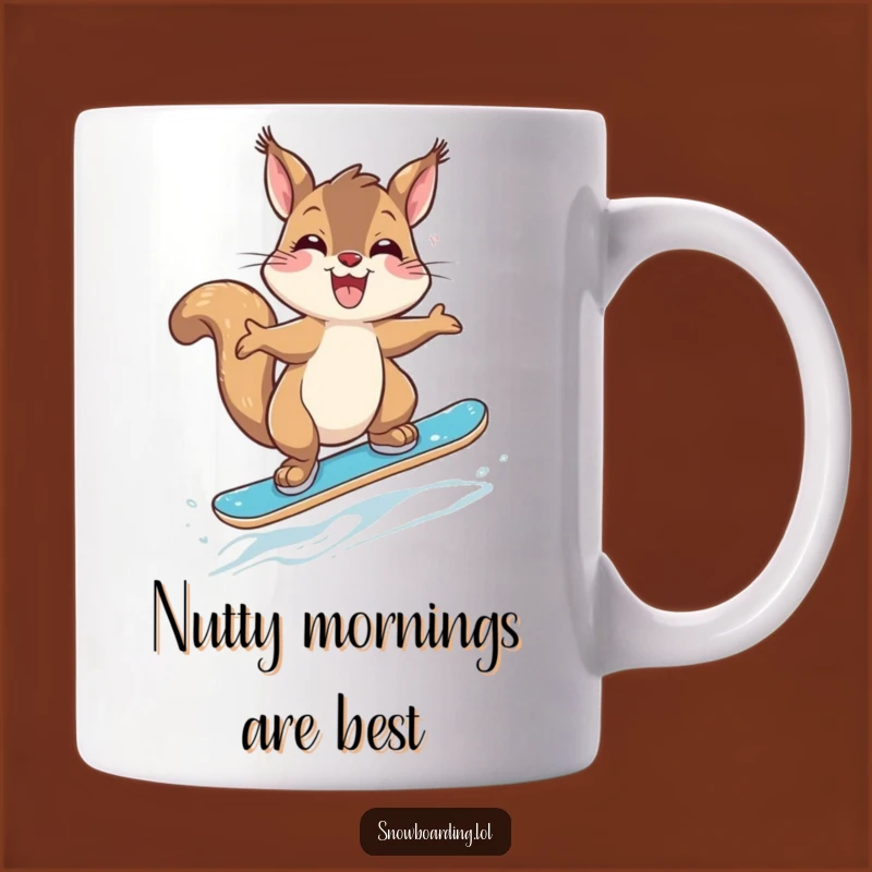 Funny Giggling Squirrel Snowboarder Mug: Hilarious Nutty Gift for Winter Fun Lovers