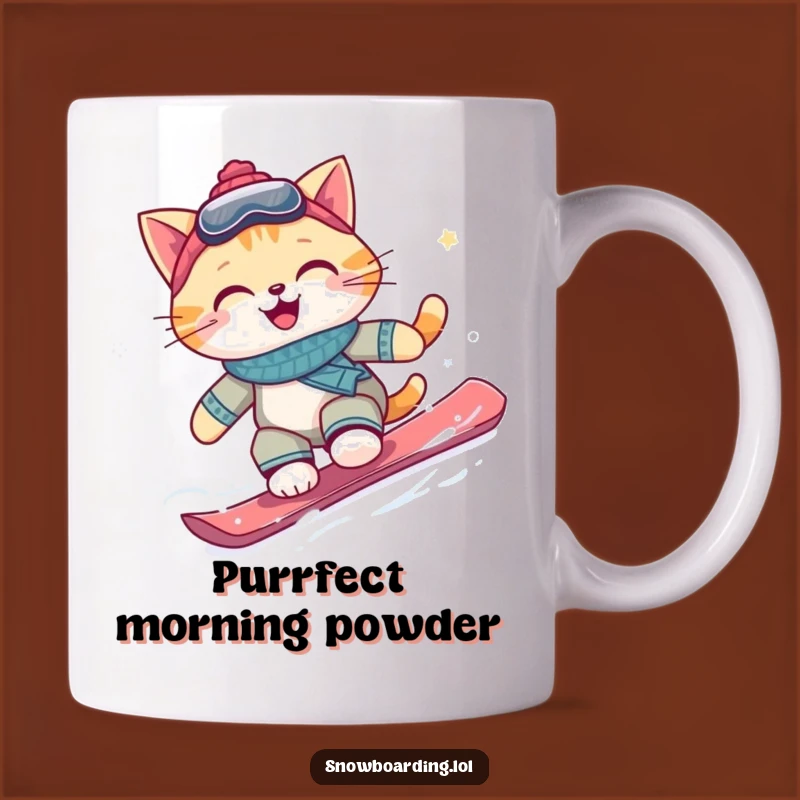 Funny Cat Snowboarder Mug: Perfect Gift for a Smiling Rider