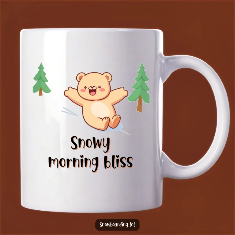 Funny Bear Snowboarding Mug, Happy Winter Gift, Hilarious Outdoor Fun