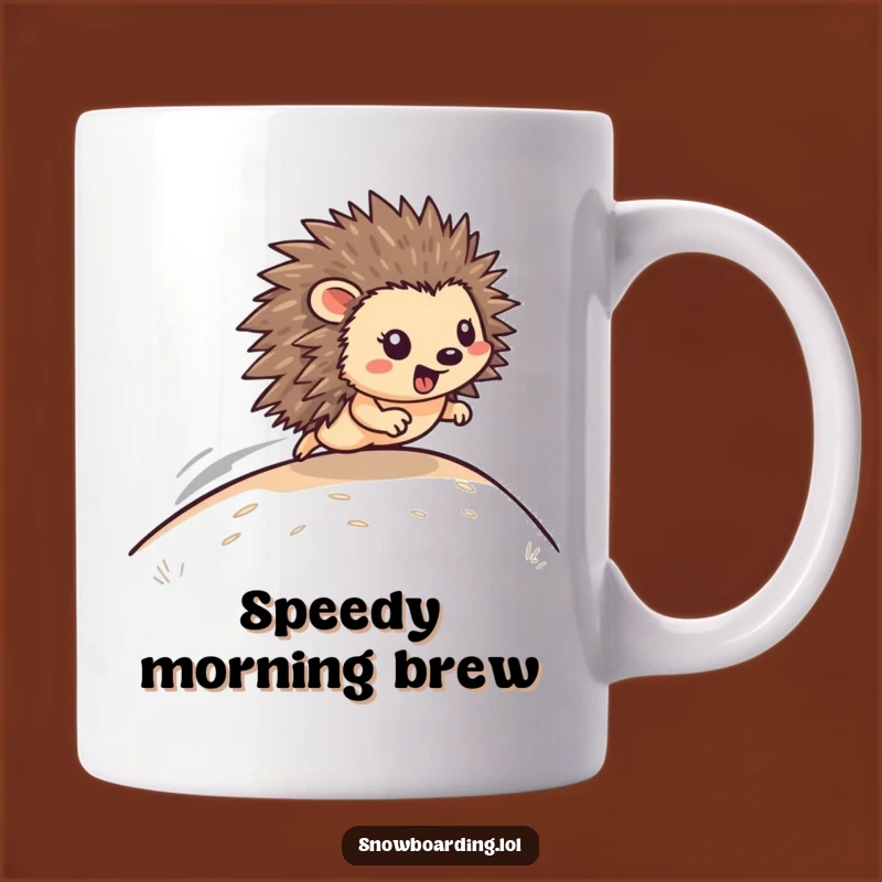 Funny Hedgehog Hill Racer Mug: Speedy Zooming Fun, Perfect Funny Gift!