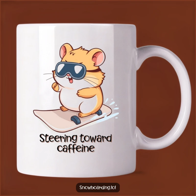 Funny Hamster Snowboard Steering Mug - Hilarious Winter Wobbles Gift Idea