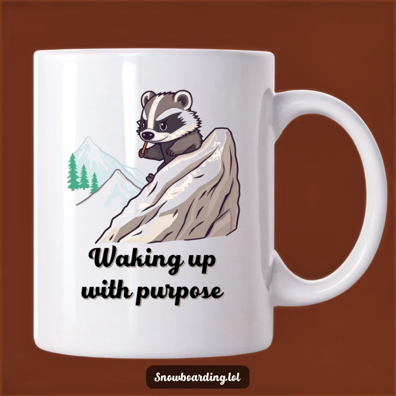 Funny Brave Badger Snowboard Mug: Hilarious Gift for Skilled Riders & Animal Lovers!