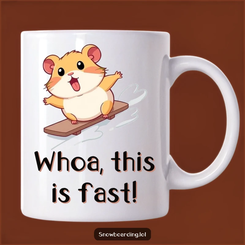 Funny Hamster Snowboard Mug: Surprised Tumble, Hilarious Winter Gift