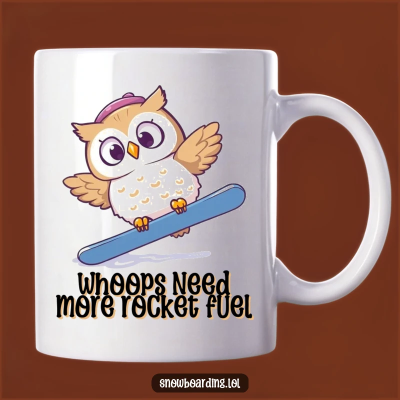 Funny Startled Owl Snowboard Mug: A Hilarious Oops Moment Gift