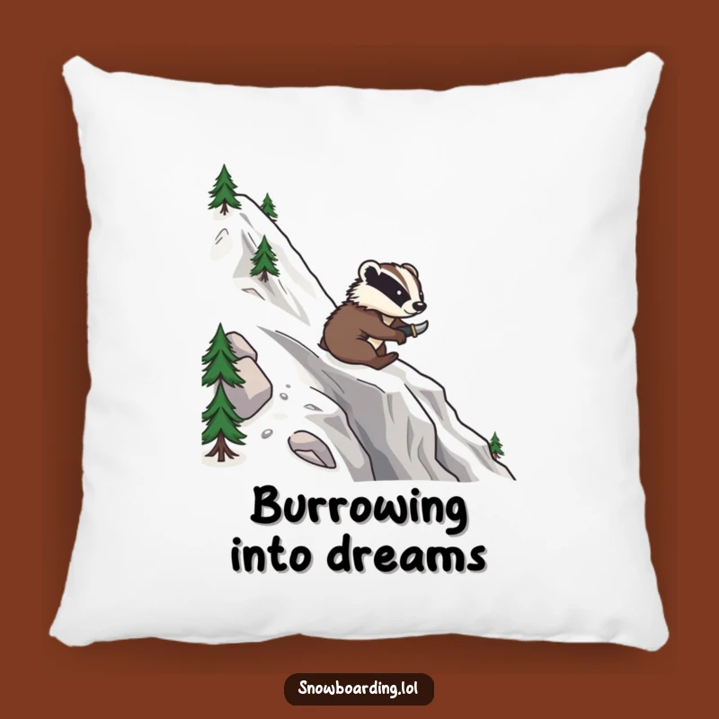 Funny Brave Badger Snowboard Pillow: Cozy Up with Mountain Spirit