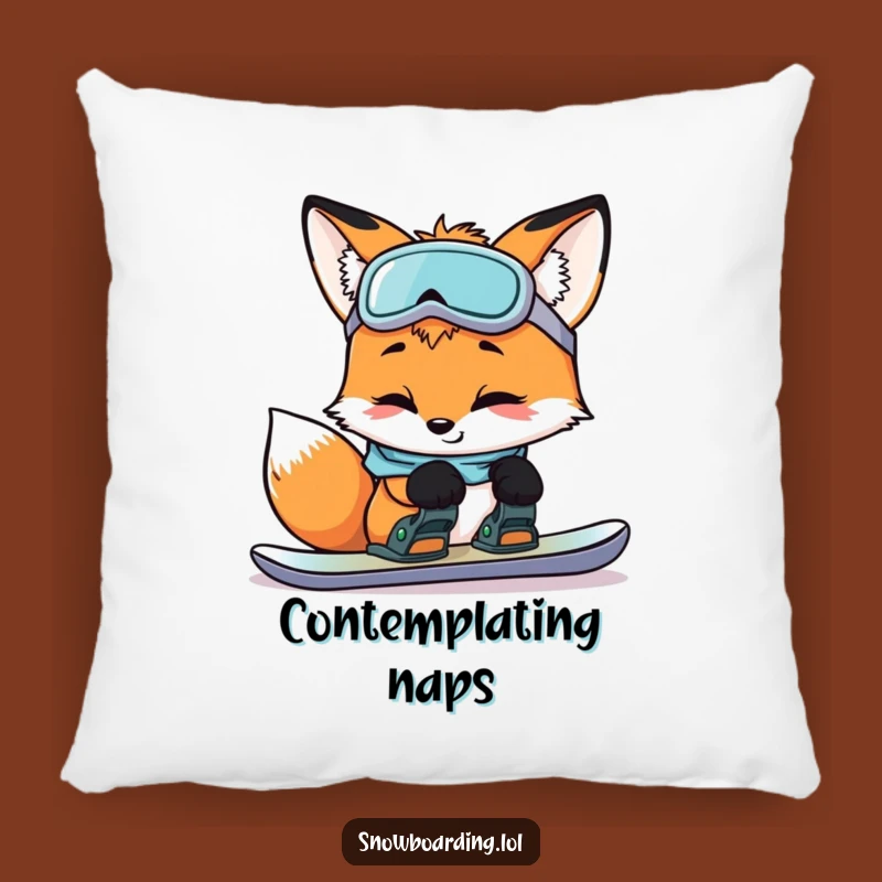 Funny Curious Fox Snowboard Pillow: Comfy and Clever Home Accent