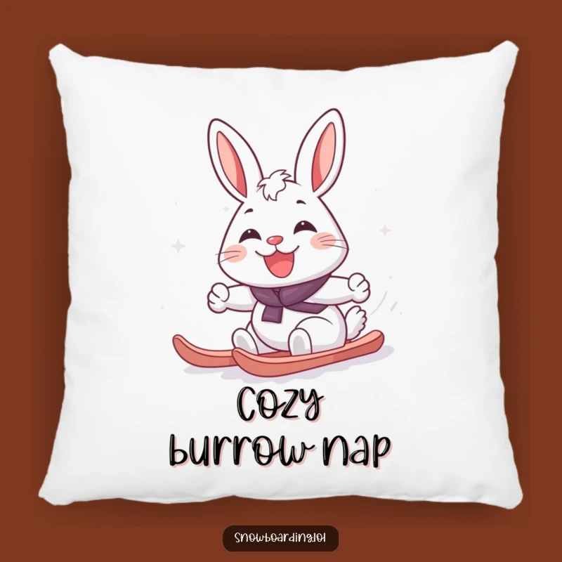 Funny Cheerful Rabbit Snowboard Pillow: Comfy and Happy Home Accent