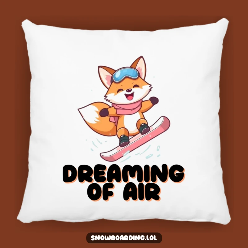 Funny Fox Snowboarder Pillow: Cozy Adventure for a Perfect Gift