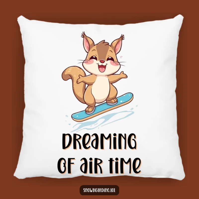 Funny Giggling Squirrel Snowboarder Pillow: Cozy Up with a Hilarious Rodent Friend