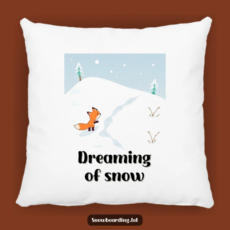 Funny Determined Fox Snowy Hill Pillow: Comfort with a Hilarious Twist!