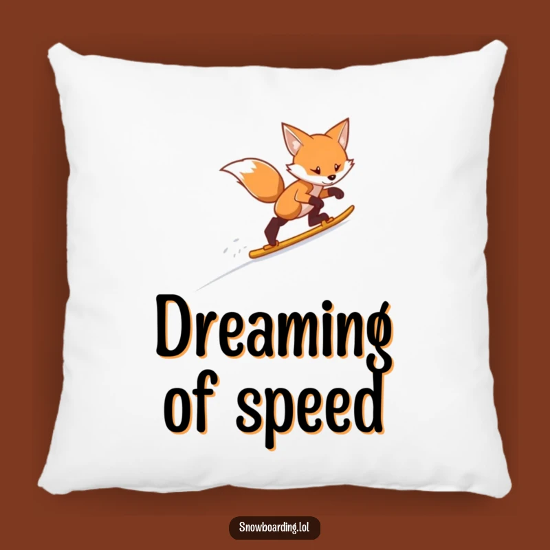 Funny Fox Skiing Pillow: Cozy Comfort with Hilarious Determined Snowboarder