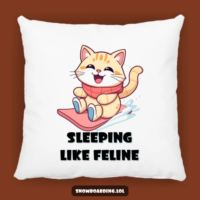 Funny Cat Snowboarder Pillow: Cozy Feline Fun for a Perfect Gift