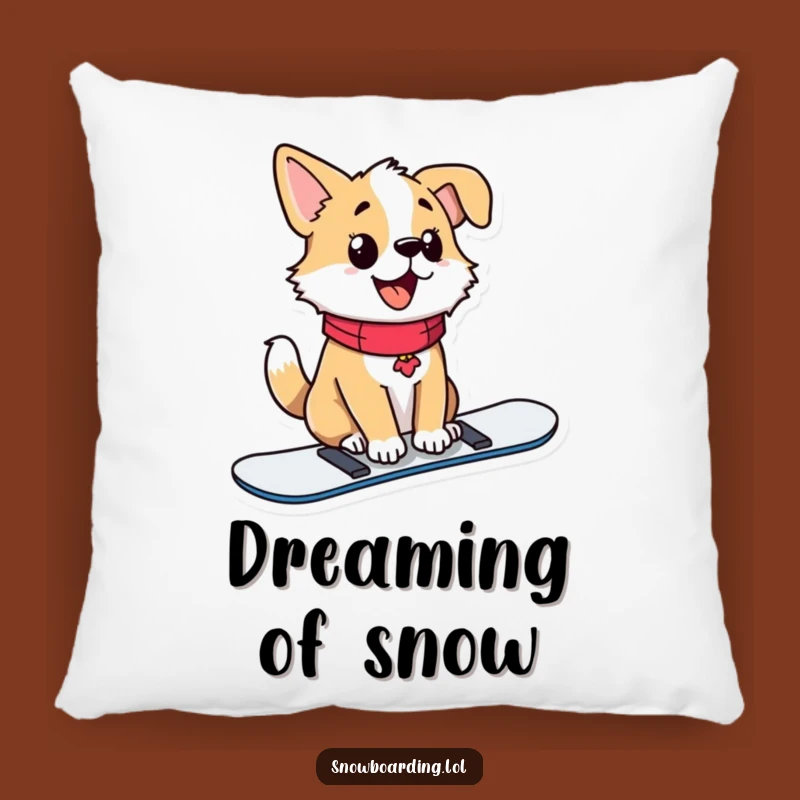 Funny Dog Pillow, Proud Snowboarder Cushion for Cozy Winter Comfort