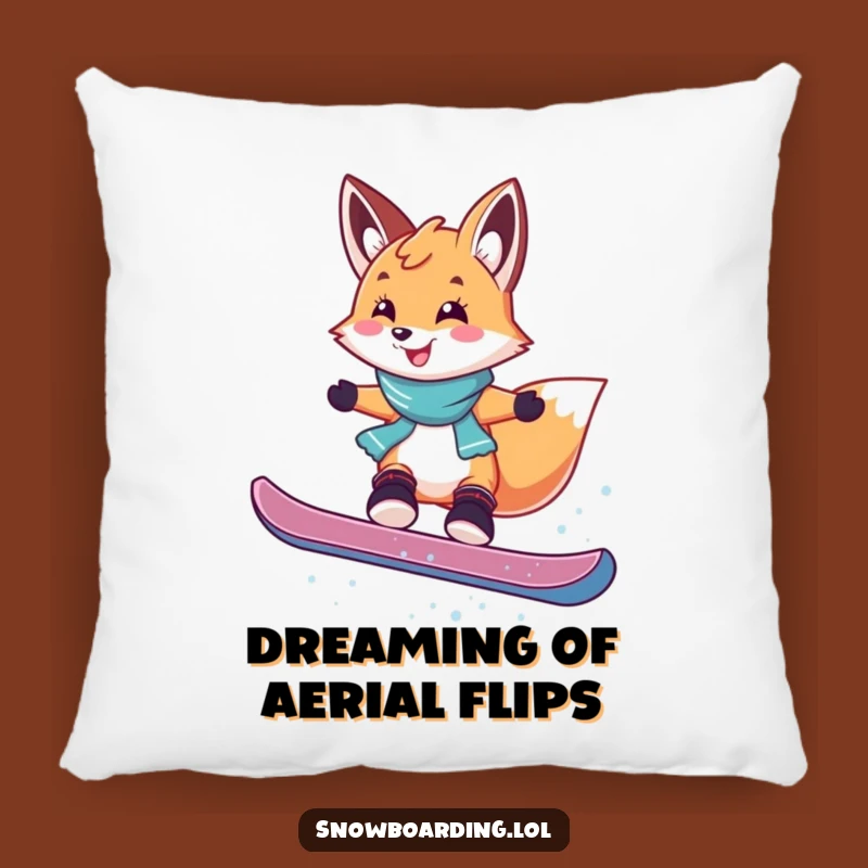 Funny Fox Snowboarding Pillow: Cozy Comfort with Playful Winter Vibes