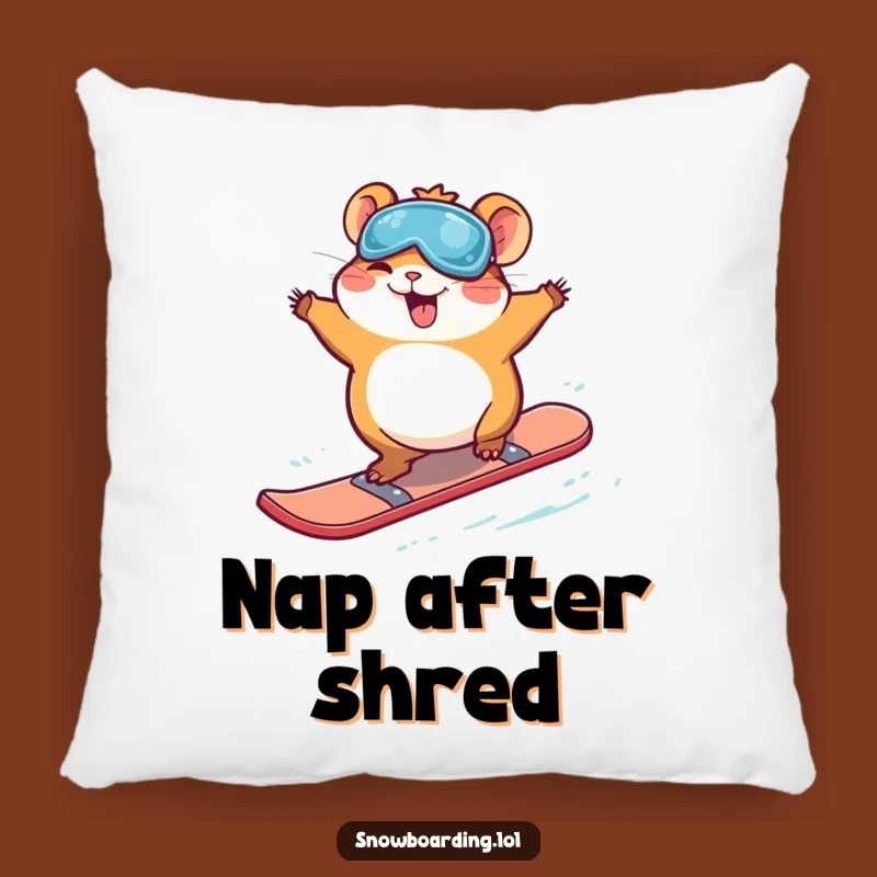 Funny Giggling Hamster Snowboard Pillow: Comfy and Cheerful Home Decor
