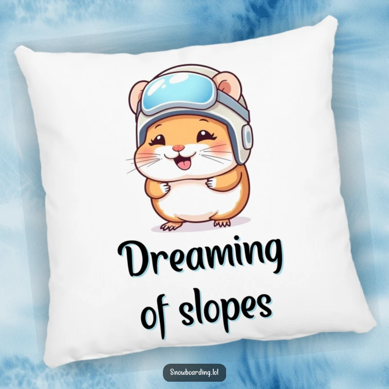 Funny Pillow: A giggling hamster in a tiny snowboard helmet offers soft comfort and a cute theme.