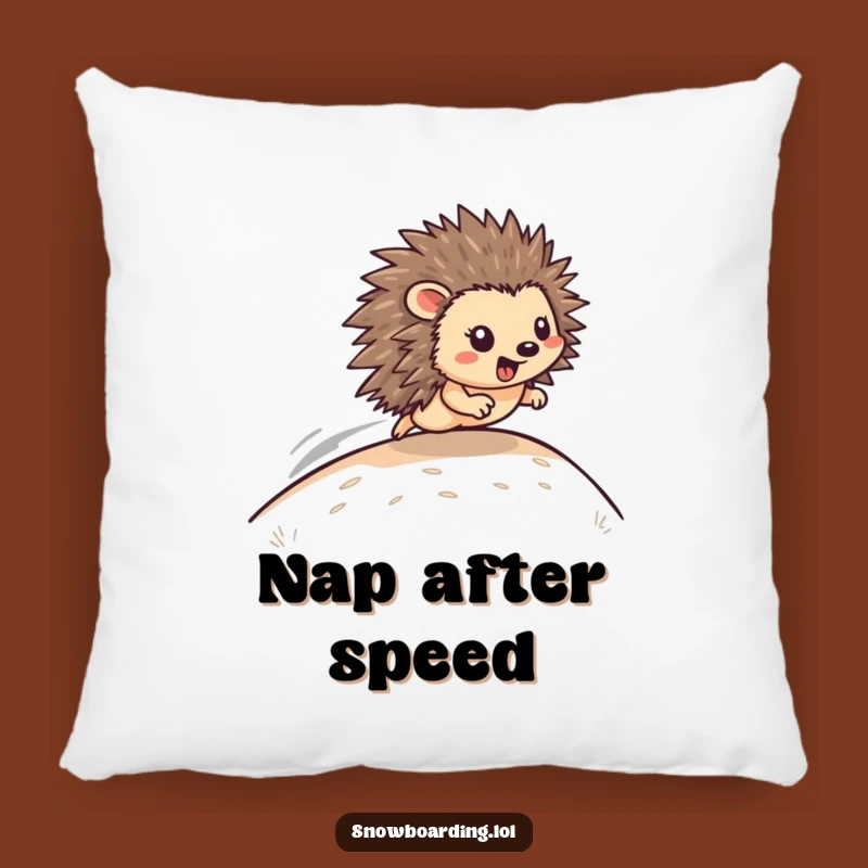 Funny Hedgehog Hill Racer Pillow: Cozy Zoom Cushion, Perfect Funny Gift!