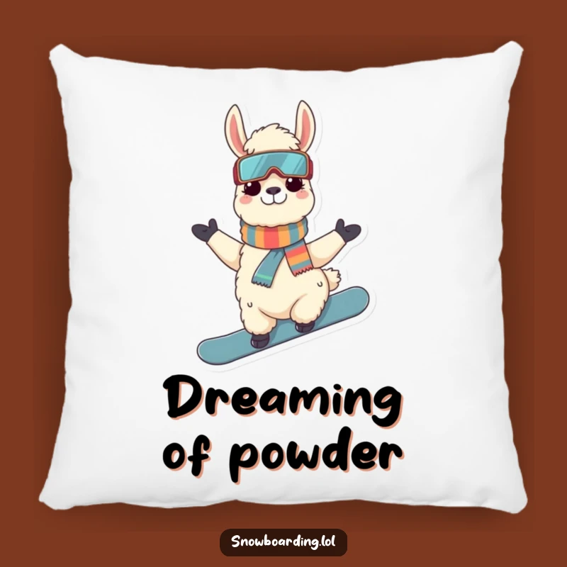 Funny Llama Snowboarder Pillow: Cozy Alpaca Cushion for Ultimate Relaxation