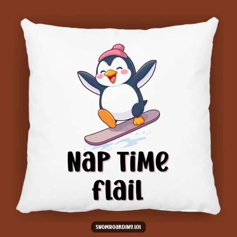 Funny Penguin Snowboard Pillow: Comfy Chaos for Your Couch