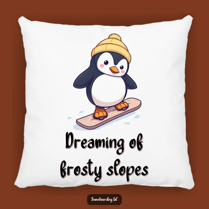 Funny Penguin Snowboarder Pillow: Cozy Comfort with a Laugh