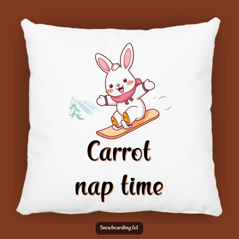 Funny Rabbit Snowboarding Pillow: Cuddle Up with Cheerful Speed