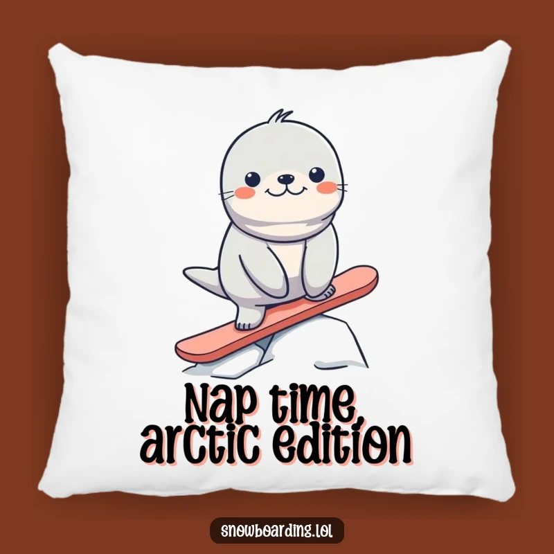 Funny Seal Snowboard Pillow: Cozy Hilarious Arctic Comfort for Your Couch