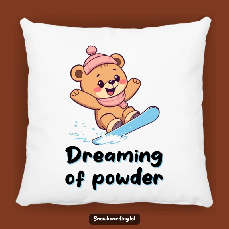 Funny Snowboard Bear Cub Pillow: Cozy Comfort with Winter Laughs