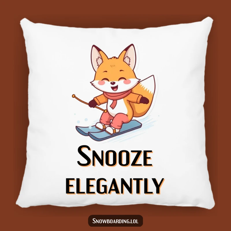 Funny Snowboard Fox Pillow: Cozy Comfort with Hilarious Winter Style