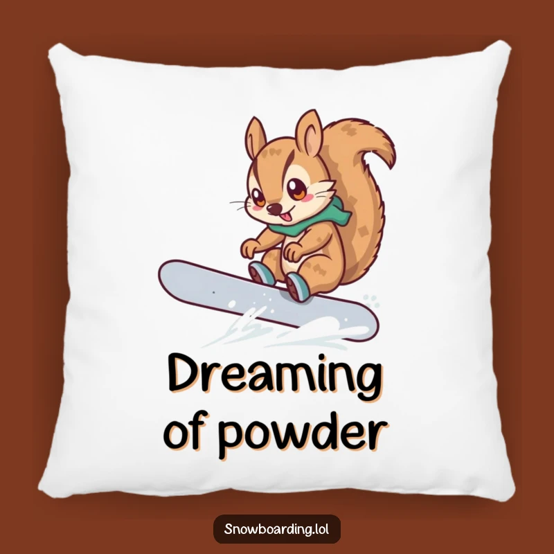 Funny Squirrel Snowboarder Pillow: Cozy Comfort, Hilarious Winter Gift