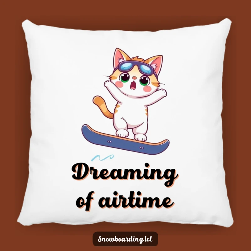 Funny Surprised Cat Snowboard Pillow: Comfy and Hilarious Home Accent