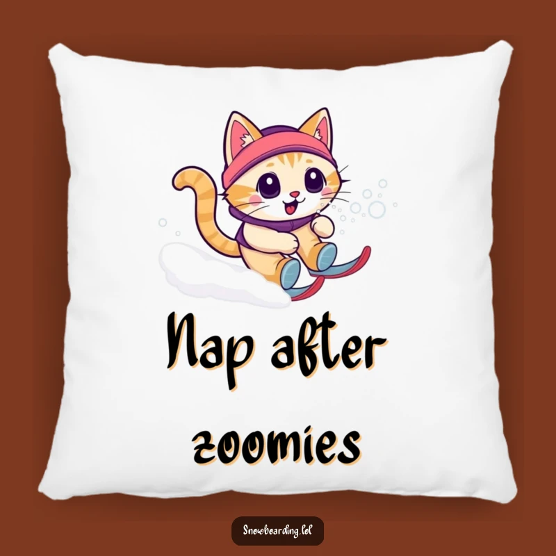 Funny Cat Snow Zoomie Pillow - Comfy & Hilarious Accent for Couch Cuddles