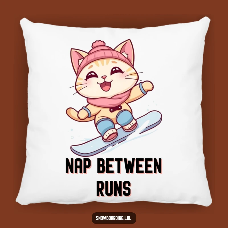 Funny Cat Pillow: Soft Snowboard Decor Throw Pillow Gift