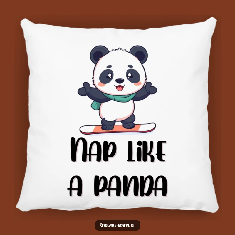 Funny Snowboard Panda Pillow: Cozy Comfort with Hilarious Determination