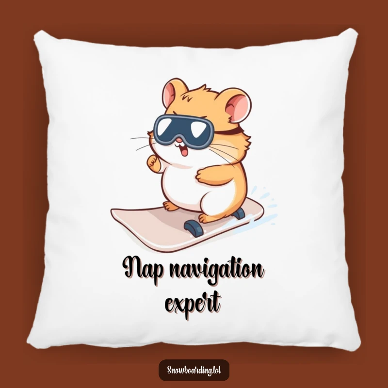 Funny Hamster Snowboard Pillow - Cozy Comfort with a Winter Quest
