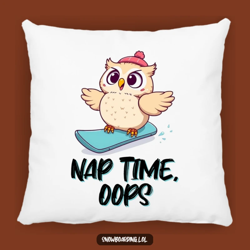 Funny Startled Owl Snowboard Pillow: Cozy Comfort & Hilarious Gift for Your Couch!