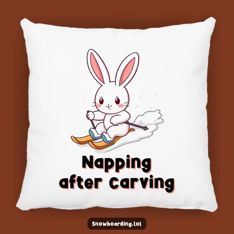 Funny Bunny Snowboarding Pillow: Cozy Comfort with Cheerful Winter Vibes