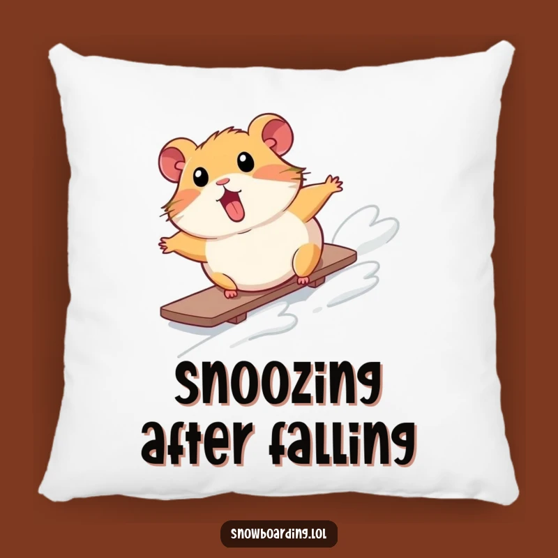 Funny Hamster Snowboard Pillow: Cozy Comfort with a Comical Tumble Design