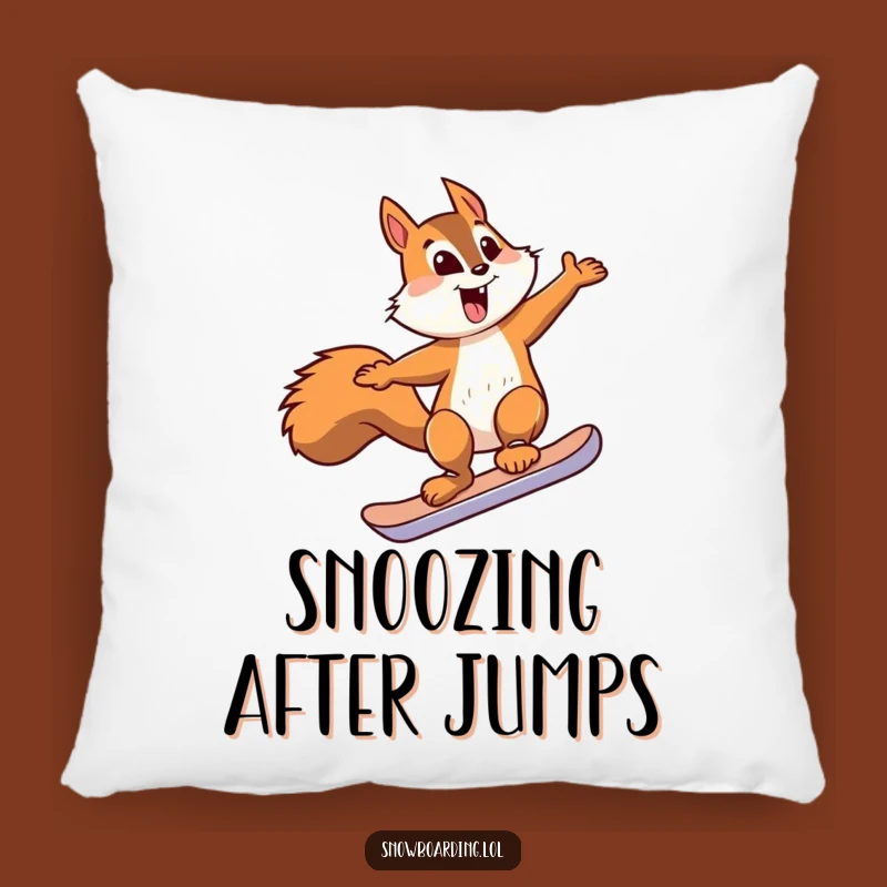 Funny Squirrel Snowboard Jump Pillow - Comfy & Hilarious Accent